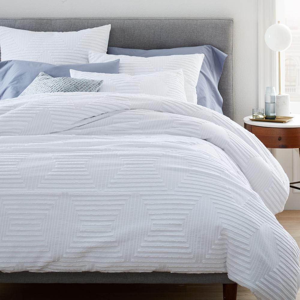 Organic Cotton Clipped Jacquard Diamond Duvet Covers & Sets | west elm United